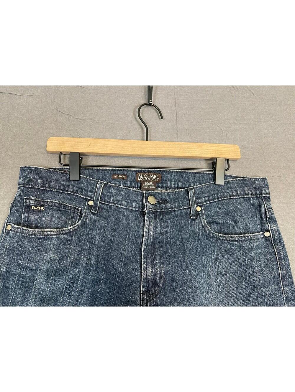 Michael Kors Tailored Fit Women's Size 32 X 32 Dark Wash Blue Denim Jeans